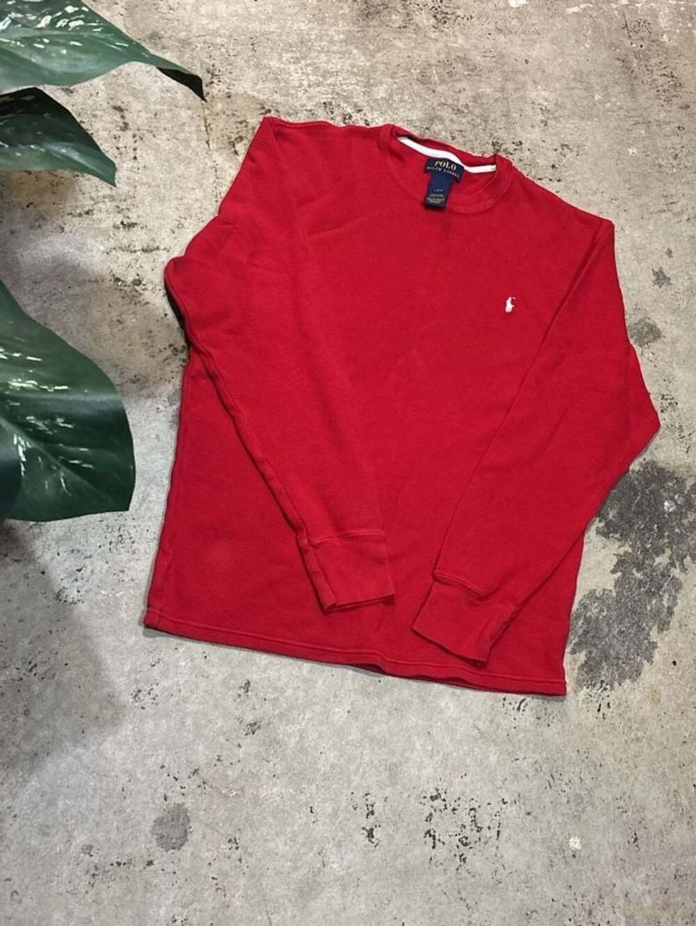 Polo Ralph Lauren Waffle Thermal Shirt Size L Red Long Sleeve Crewneck